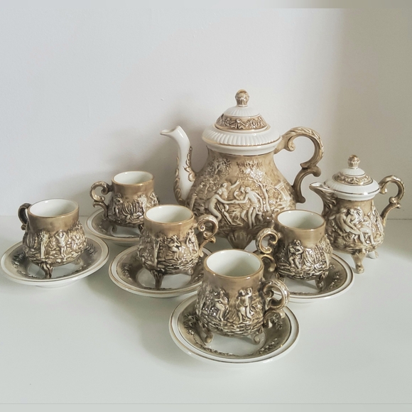 Vintage R. Capodimonte Porcelain Tea Pot set - Picture 4 of 6